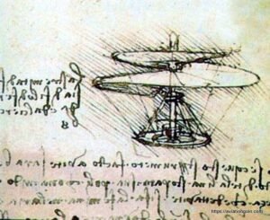 Drawing by Leonardo da Vinci of a Helicopter