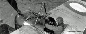 In 1914, Roland Garros attached a machine gun to his aircraft