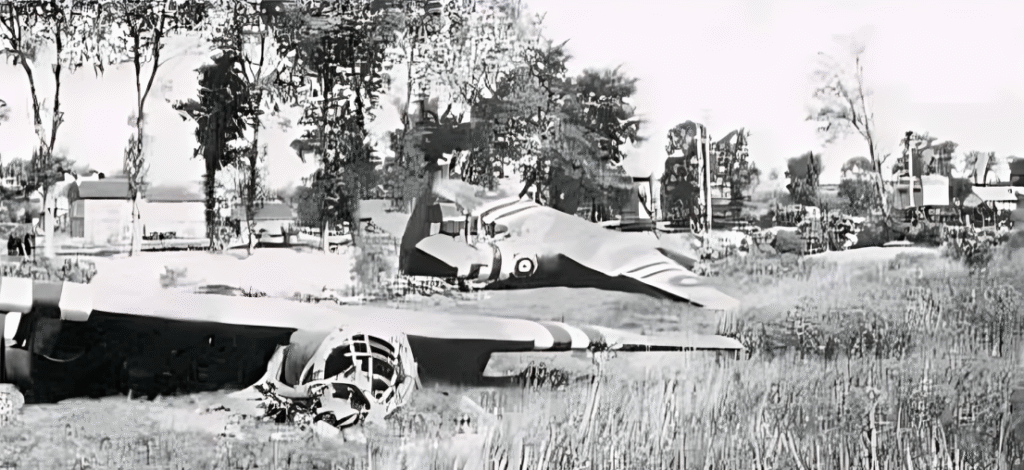 Aircraft damaged by bomb dropped by Japanese aircraft at Hathazari Airfield